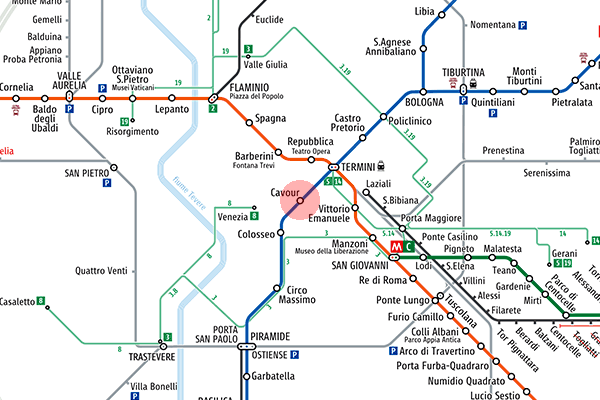 Cavour station map