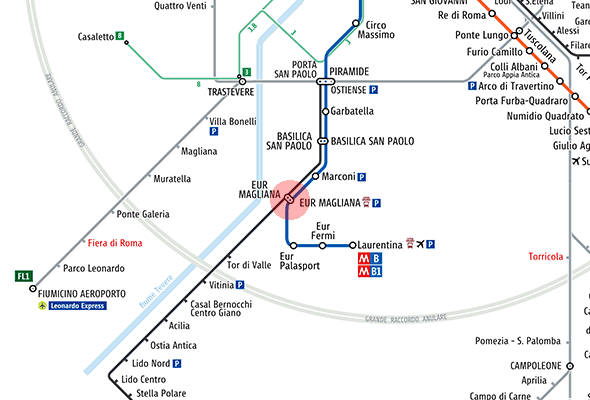 Eur Magliana station map