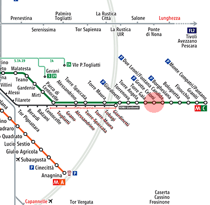 Grotte Celoni station map