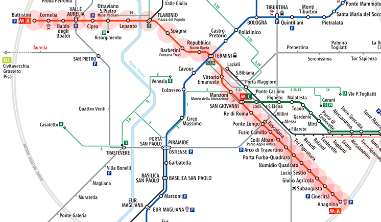 Rome metro Linea A map