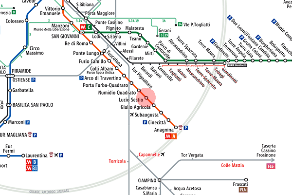 Lucio Sestio station map