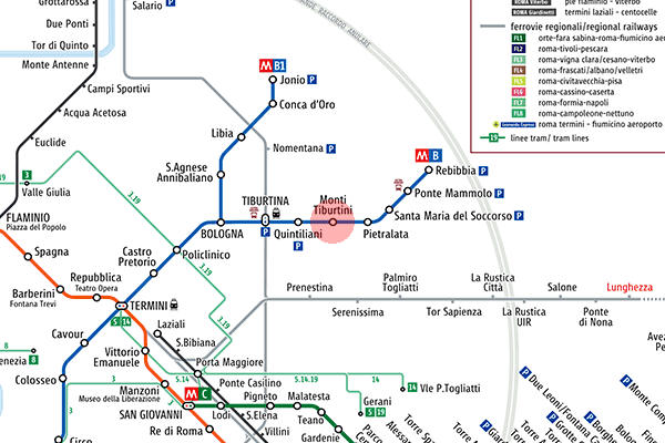 M. Tiburtini station map