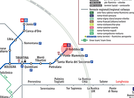 Rebibbia station map