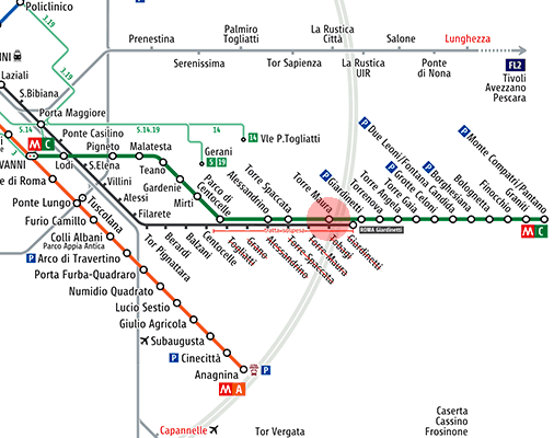 Torre Maura station map
