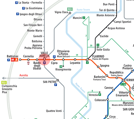Valle Aurelia station map