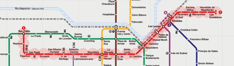 Santiago Metro Line 1 map