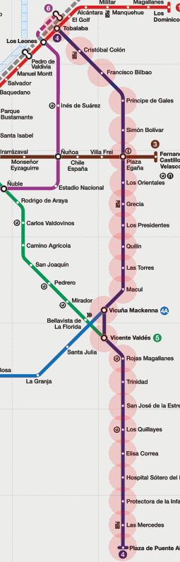 Santiago Metro Line 4 map