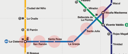 Santiago Metro Line 4A map