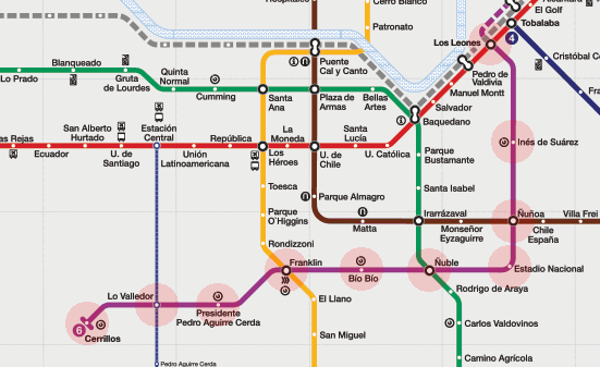 Santiago Metro Line 6 map