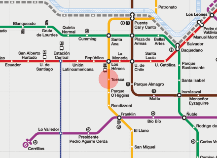 Toesca station map