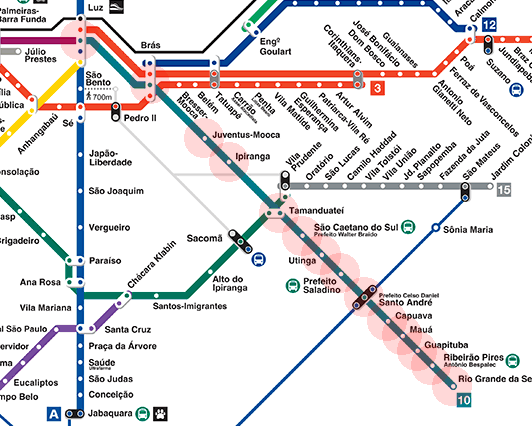 Sao Paulo Metro & CPTM 10 Turquoise Line map