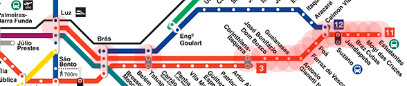 Sao Paulo Metro & CPTM 11 Coral Line map