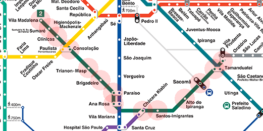 Sao Paulo Metro & CPTM 2 Green Line map