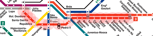 Sao Paulo Metro & CPTM 3 Line Red map