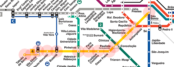 Sao Paulo Metro & CPTM 4 Line Yellow map