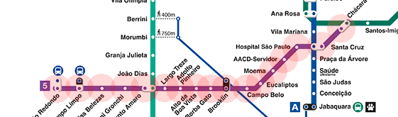 Sao Paulo Metro & CPTM 5 Lilac Line map