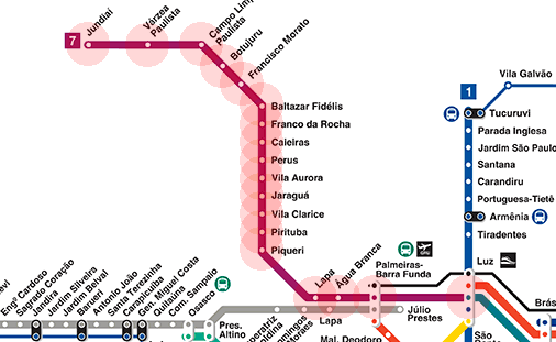 Sao Paulo Metro & CPTM 7 Ruby Line map
