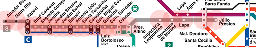 Sao Paulo Metro & CPTM 8 Diamond Line map