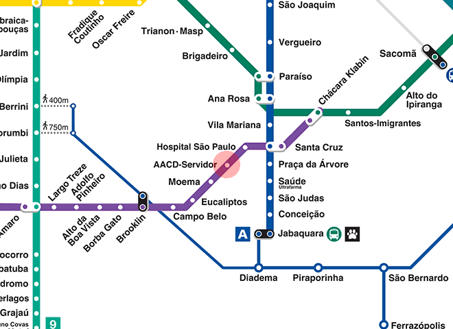 AACD–Servidor station map