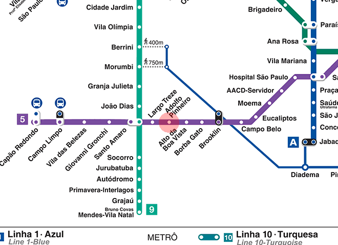 Adolfo Pinheiro station map