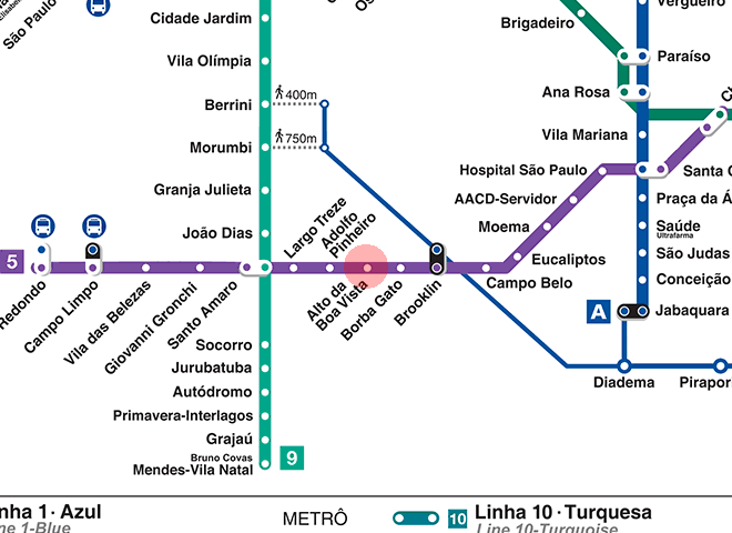 Alto da Boa Vista station map