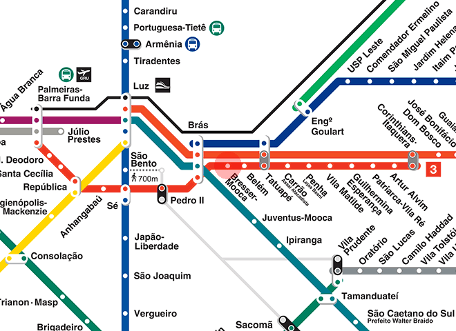 Bresser-Mooca station map - Sao Paulo Metro & CPTM