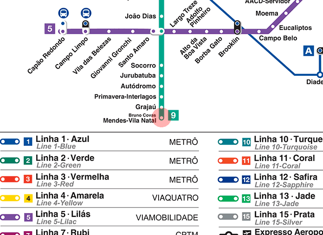 Bruno Covas/Mendes-Vila Natal station map
