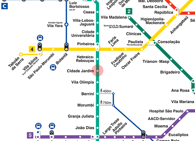Cidade Jardim station map