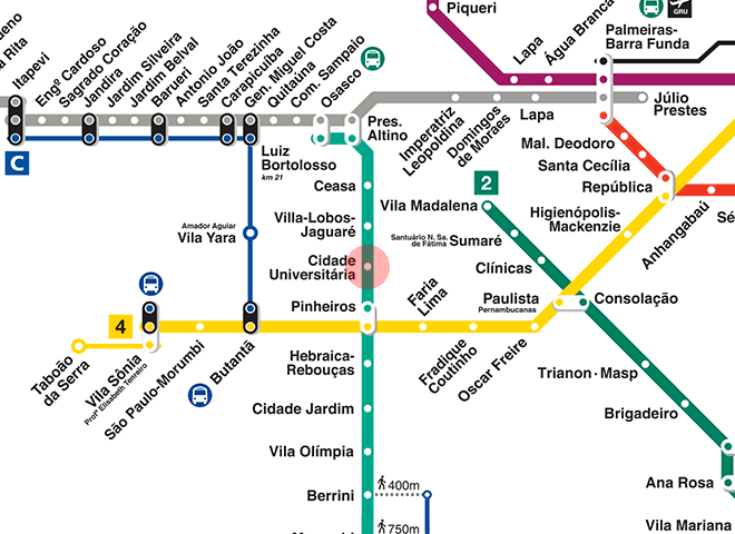 Cidade Universitaria station map
