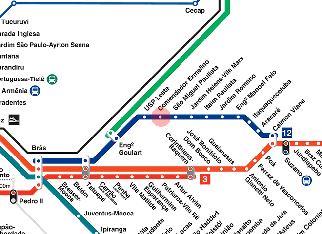 Comendador Ermelino station map