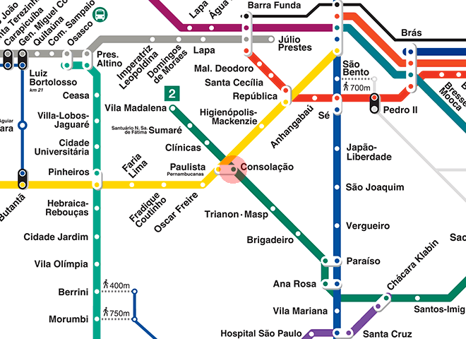 Consolacao station map - Sao Paulo Metro & CPTM