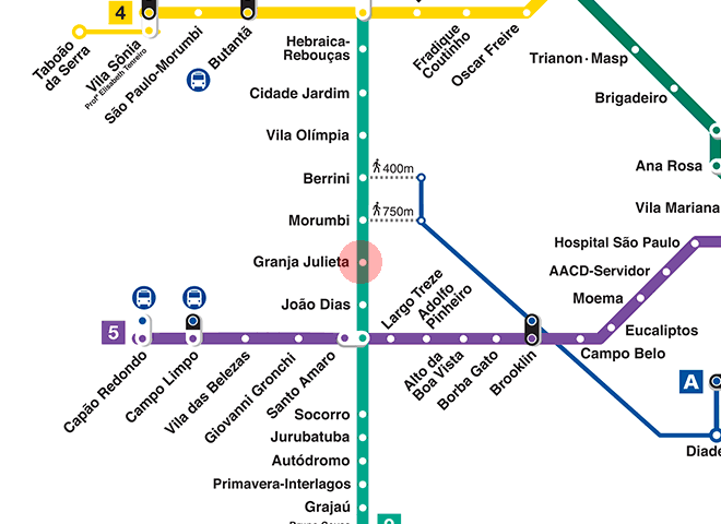 Granja Julieta station map - Sao Paulo Metro & CPTM