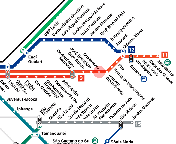 Guaianases station map