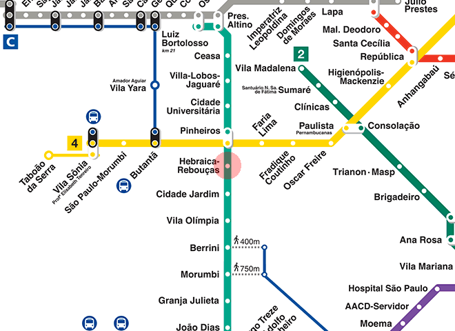 Hebraica-Reboucas station map