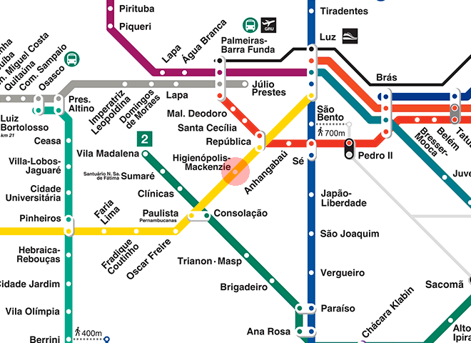 Higienopolis–Mackenzie station map