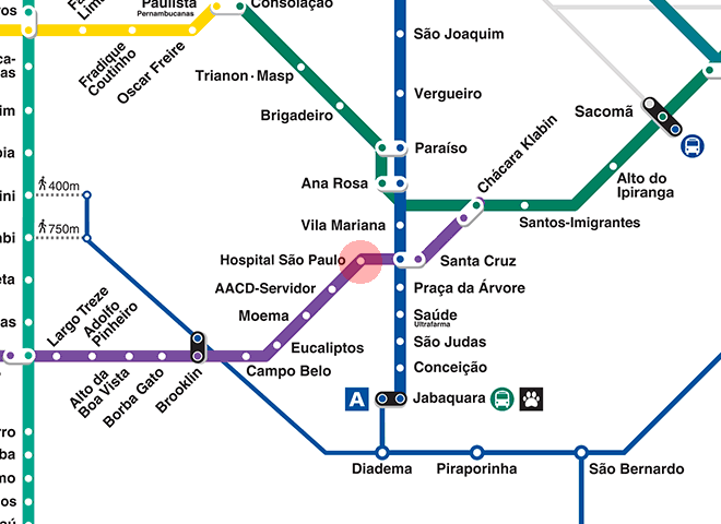 Hospital Sao Paulo station map