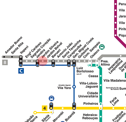 Jardim Silveira station map
