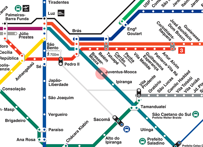 Juventus-Mooca station map