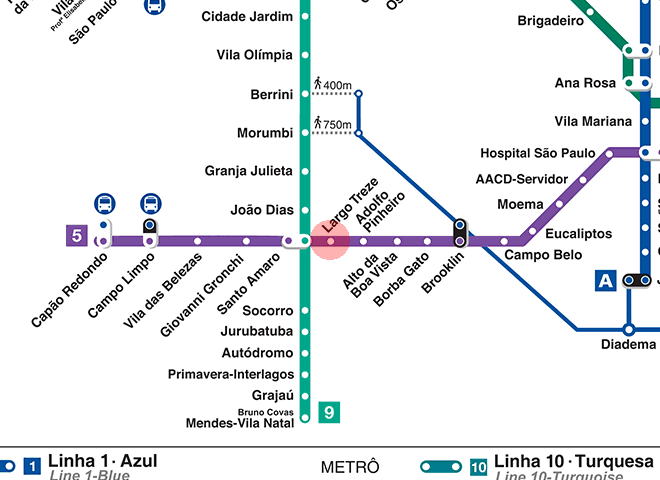 Largo Treze station map