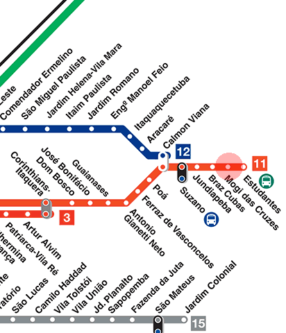 Mogi das Cruzes station map