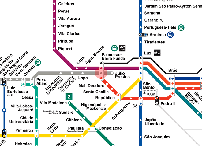 Palmeiras-Barra Funda station map