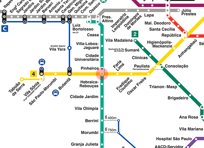 Pinheiros station map