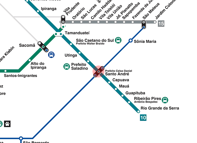 Prefeito Celso Daniel-Santo Andre station map