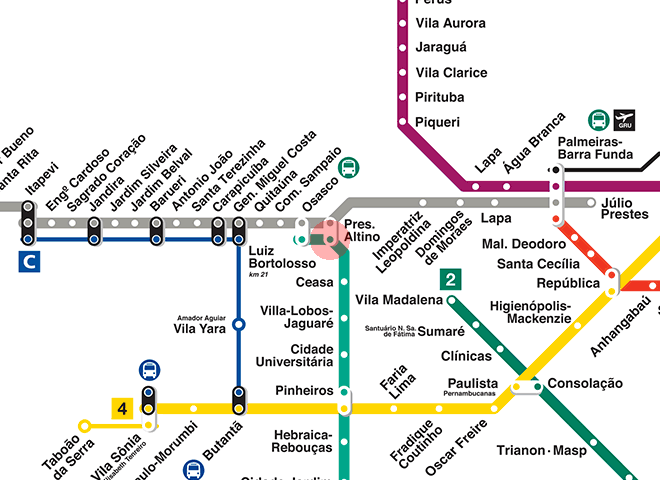 Presidente Altino station map
