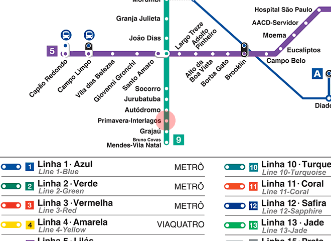 Primavera-Interlagos station map