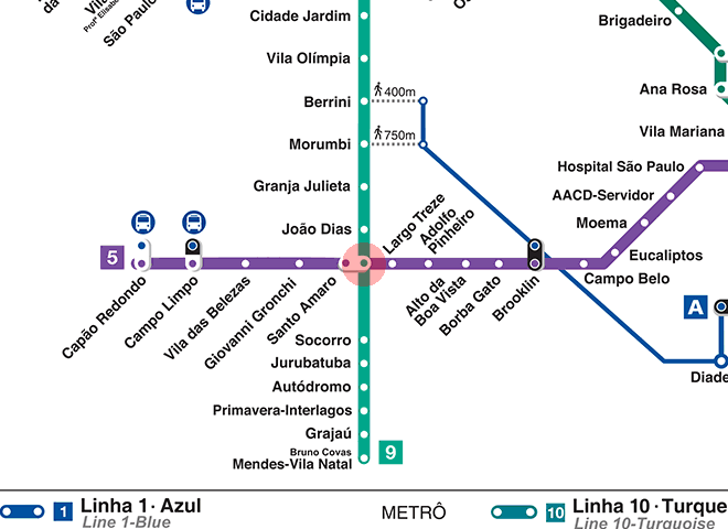 Santo Amaro station map