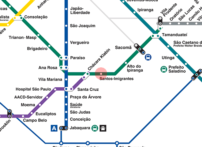 Santos-Imigrantes station map