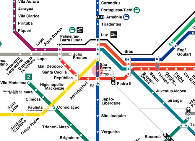 Sao Bento station map - Sao Paulo Metro & CPTM
