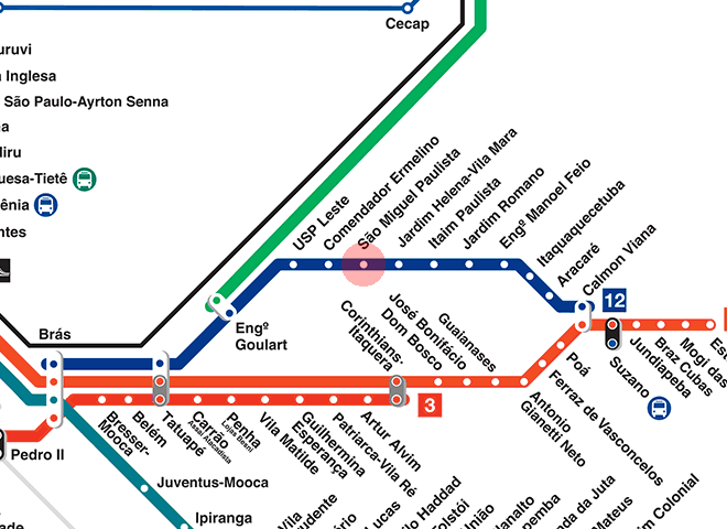 Sao Miguel Paulista station map