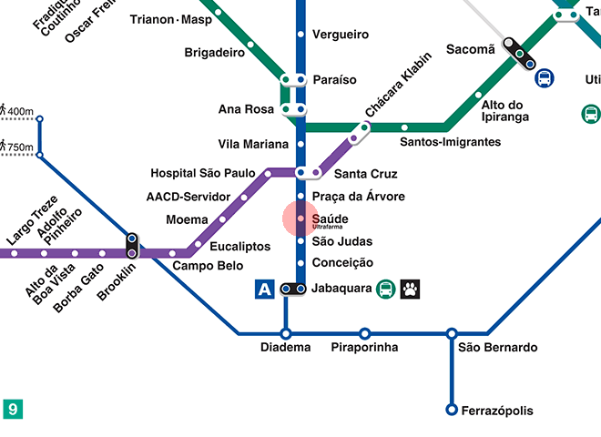 Saude-Ultrafarma station map